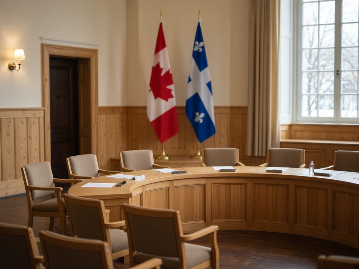 Chambre de conseil municipale, bois et lumière naturelle.